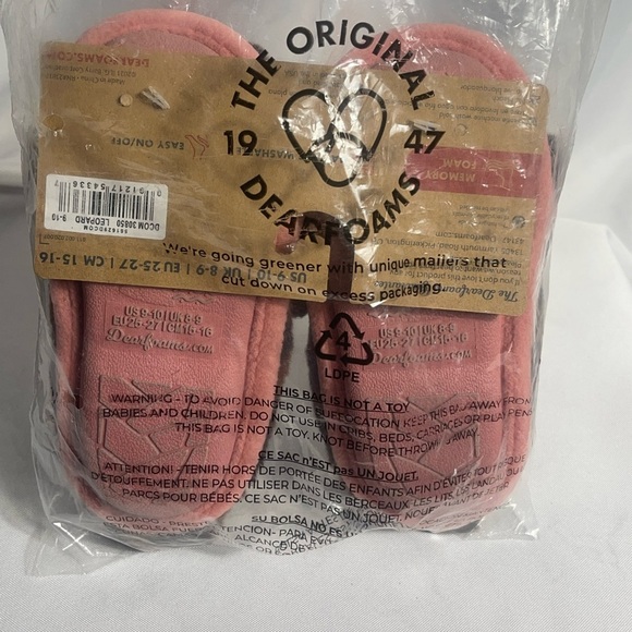 Dearfoam Peyton Leopard Print Fuzzy Clog Slippers Kids Size 9/10 Easy On/Off NWT - Picture 8 of 11